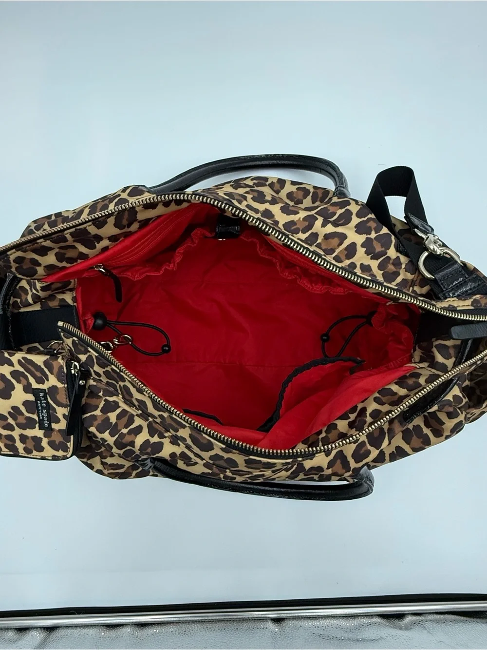 Kate Spade Leopard Stevie Nylon Diaper Bag